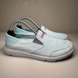 Xtratuf Womens 6.5 Sheng Fu Boat Shoes Blue Canvas Slip On Resistant Flat